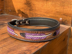 Nouveau collier de chien réglable en cuir véritable 100% usiné à la main élégant occidental pour animal de compagnie collier de chiot de chien rembourré gravé personnalisé - Product Image 2