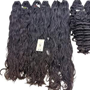 Extensions de cheveux humains naturels de haute qualité, ondulés, bruts, noirs, raides, bruns, en trame, perruques ondulées naturelles - Product Image 1