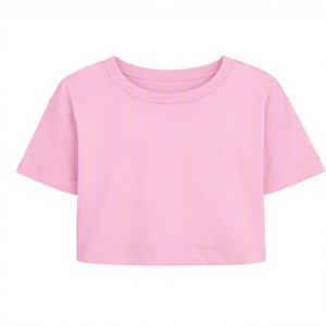เสื้อยืดครอปแขนสั้นผ้าฝ้ายคอตตอนทรงหลวมใส่สบายระบายอากาศดีสำหรับผู้หญิงหลากสี - Product Image 5