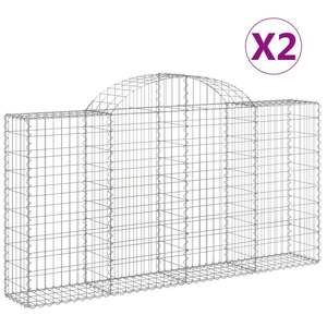 Ensemble de 2 paniers gabions en métal galvanisé argenté 78,7x11,8x47,2 pouces, paniers en métal ferreux - Product Image 2
