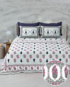 Cotton <b>King</b> Size Bedsheet & <b>Pillow</b> Cover 100% Cotton Bedsheets <b>Pillow</b> Cases Bedspread Home Decor Ethnic Print Block Print Sheets - Product Image 3