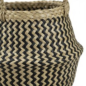 <b>Woven</b> Storage <b>Basket</b> Handwoven Water Hyacinth Belly <b>Basket</b> with Handles Eco Friendly Organizer for Home Decor Laundry Storage - Product Image 2