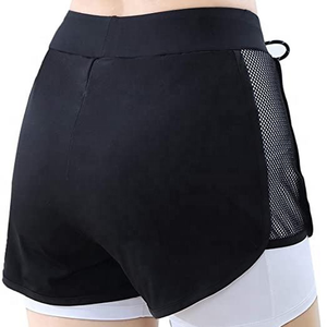 Shorts de sport taille haute pour femme avec empiècements en mesh, séchage rapide, pour la course, la gym, le fitness et l'entraînement, vêtements de sport athlétiques, logo personnalisé - Product Image 6