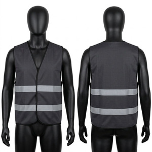 Chaleco de Trabajo Premium de Poliéster de 180 GSM, Negro, con Bandas Reflectantes de Seguridad, Logotipo Personalizado Bordado, Uniforme - Product Image 1