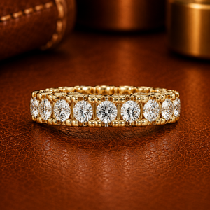 แหวนแต่งงานแบบวงแหวนเพชรเต็มวง รุ่น Shared U Prong ประดับเพชรแล็บโกรว์ ทองคำขาว 14K น้ำหนัก 2.20 กะรัต DEF-VVS เครื่องประดับสั่งทำพิเศษ - Product Image 1