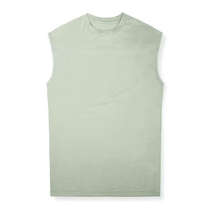 Débardeur de sport sans manches pour homme en coton et élasthanne, doux, respirant, tricoté, décontracté, effet délavé, personnalisable sur le devant - Product Image 3