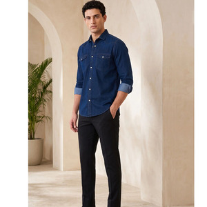 Camisas de Mezclilla de Manga Larga Transpirables de Algodón 100% de la Mejor Calidad para Hombre, Logotipo y Color Personalizados, Ropa Casual de Verano - Product Image 3
