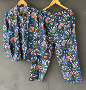 Conjunto de Pijama de Algodón Estampado, Suave, Transpirable y Cómodo, Ropa de Dormir de Dos Piezas, Ropa de Casa Informal - Product Image 4
