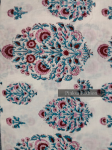 ผ้าฝ้ายพิมพ์ลายบล็อกแฮนด์เมดจากเมืองชัยปุระ ประเทศอินเดีย 100% สำหรับตัดเย็บเสื้อผ้า ขายส่ง ผ้าฝ้ายพิมพ์ลายดอกไม้คุณภาพสูง - Product Image 4