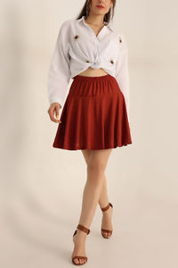 Jupe mi-longue décontractée en mousseline de soie à fleurs pour femme, taille élastique ample, grande taille, patchwork, ceinture, plage - Product Image 5