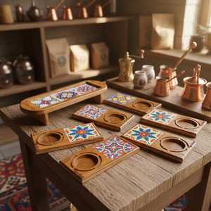 Plateau organisateur en bois multifonctionnel, plateau de rangement en bois fait main pour la cuisine, la salle de bain, le bureau et le salon - Product Image 1