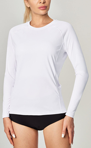 Rashguard personnalisé pour femme avec logo OEM, protection anti-UV, manches longues, éco-responsable, pour entraînement et natation, avec poches latérales - Product Image 5