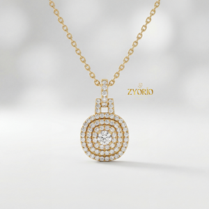 Colgante de Diamante Cultivado en Laboratorio con Halo Plateado, Chapado en Oro de 14K/18K, Joyería Fina Elegante y de Lujo para Mujer, Ideal para Compromiso, Boda o Fiesta, Atemporal - Product Image 2