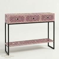 Table console moderne en os incrusté pour salon, meubles en bois de luxe faits à la main pour la décoration intérieure à prix de gros
