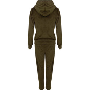 Brand New Quality Hip Hop Solid Velvet <b>Velour</b> Hoodie Cheap Tracksuit - Product Image 3