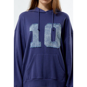 Sweat-shirt à capuche surdimensionné pour femme, pull en molleton avec imprimé numéro 10, poche avant, coupe régulière, streetwear décontracté d'automne - Product Image 5