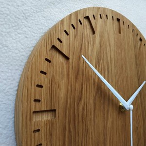 Hand Crafted Round Wooden Wall <b>Clock</b> Analog Quartz Minimalist Design Silent For Living Room - Product Image 6