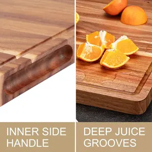 เขียงไม้เนื้อแข็งรูปทรงไม้แท้สำหรับหั่นผัก เนื้อสัตว์ ผลไม้ ทนทาน สไตล์เรียบง่ายสำหรับห้องครัว - Product Image 3