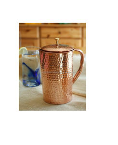 Rustic <b>copper</b> <b>jug</b> with traditional pour spout and ergonomic grip ideal for detoxing and ceremonial pouring - Product Image 3