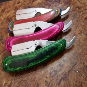 Navaja de afeitar recta profesional de acero hecha a mano con mango de madera, cuchilla de afeitar de corte directo, cuchillo de bolsillo plegable - Product Image 6