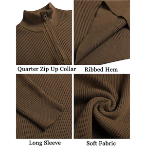 Men's <b>Brown</b> Cotton Ribbed Knit Anti-Pilling Sweater Full Sleeve Pullover Casual Autumn Wear - Product Image 6