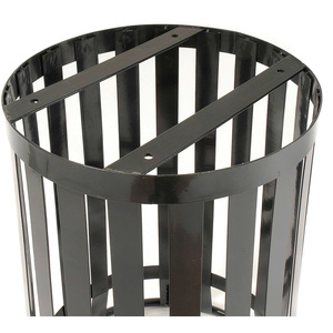 Contenedor de Basura Metálico Cilíndrico Resistente para Exteriores HD MECHANICAL VIETNAM, con Tapa Abierta y Listones, para Uso Público en Parques y Calles - Product Image 3