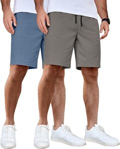 Pantalones de Lona para Hombre, Estilo Esencial, Hasta la Rodilla, Transpirables, Antiarrugas, de Secado Rápido, Suaves, Cómodos, con Cintura Elástica y Cordón Ajustable - Product Image 1