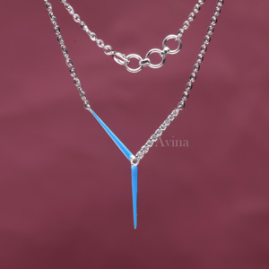 Collar de Joyería Fina de Diseño Moderno con Colgante en Forma de V de Esmalte Azul con Diamante Cultivado en Laboratorio Certificado por IGI en Oro Blanco/Rosa y Amarillo de 14K - Product Image 4