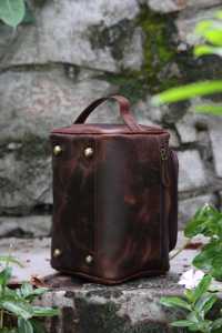 Wholesale Genuine Leather Toiletry Bag Mens Dopp <b>Kit</b> Travel Wash Bag Waterproof Lining <b>Shaving</b> <b>Kit</b> Bag Factory TYG-0196 - Product Image 4