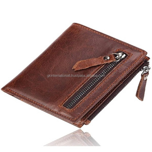 Billetera de cuero genuino para hombre, bolsillo con cremallera para monedas y llaves, ventana transparente RFID, diseño único y tamaño compacto - Product Image 3