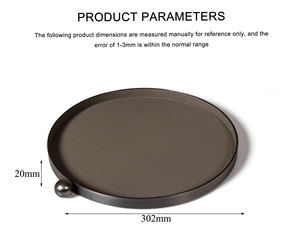 Bandeja Redonda Metálica para Servir con Borde Dorado y Asa de Bola, Diseño Minimalista, Duradera, Color Sólido, Bandeja Decorativa - Product Image 5