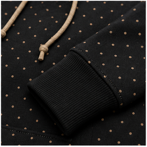 Customize Jet Black <b>Womens</b> Slim <b>Longline</b> Micro Dense Polka Dot Pullover Hoodie Smooth Cotton-Interlock <b>Fleece</b> - Product Image 5