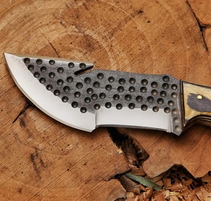 Cuchillo de caza recto multifunción de acero de Damasco DIY de gran venta con mango de madera y funda de cuero OEM ODM al por mayor - Product Image 3