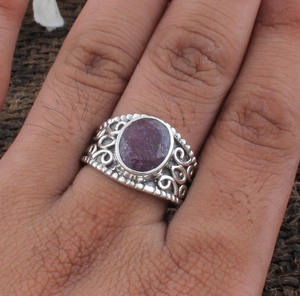 Anillo con Bisel de Rubí Natural, Plata de Ley 925, Estilo Vintage, Joyería Hecha a Mano para Mujer, Piedra de Nacimiento de Julio, Regalo para Fiesta, Venta al por Mayor - Product Image 6
