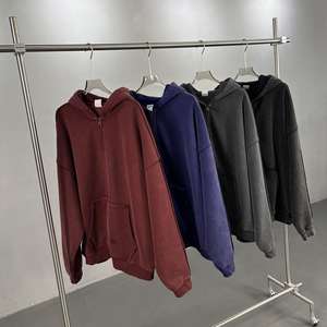 Sweat à capuche streetwear personnalisé de haute qualité, en molleton uni, style vintage, coupe oversize, délavé à l'acide, effet soleil, effet usé, unisexe - Product Image 5