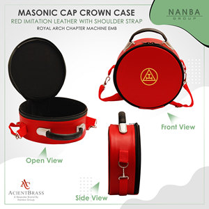 Limited Edition Masonic Royal Arch Chapter Crown Cap/<b>Hat</b> Case Red Embroidered Zipper Closure Lightweight Soft Carry <b>Bag</b> - Product Image 2