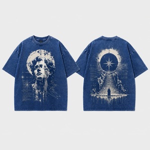 Crew Neck Half Sleeved Oversized <b>Drop</b> Shoulder Graphics Street Wear T Shirts Breathable Hip Hop Loose Fit Vintage T-Shirts - Product Image 3