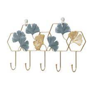 Ganchos de Pared para Baño y Cocina, Diseño de Hojas de Ginkgo, Chapados en Oro de Alta Calidad y Color Azul, Metal de Primera Calidad - Product Image 2