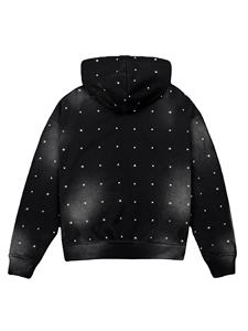 Vente en gros de sweats à capuche de haute qualité en coton 100% délavé à l'acide, effet délavé soleil, personnalisables, avec impression de strass, en tissu polaire - Product Image 3