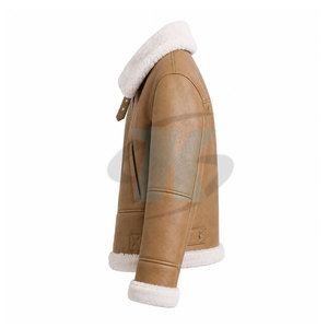 Veste en cuir véritable et fourrure de mouton de qualité supérieure pour l'hiver, douce, chaude, confortable, durable, tendance pour homme, pour un usage quotidien décontracté - Product Image 3