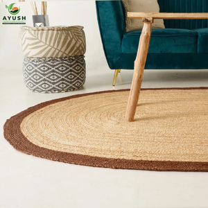 Tapis décoratifs ovales tressés et cousus à la main, en fibres de jute 100% naturelles, tapis sur mesure en provenance d'Inde - Product Image 4