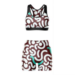 Custom Wholesale Plus Size Solid Mid Waist Yoga Shorts 2-Piece Set Women Spandex Fitness Outfit Front Chest <b>Pad</b> Comfortable Gym - Product Image 5