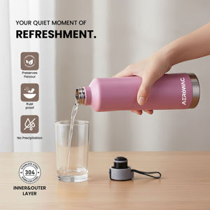 Dusty Rose <b>Pink</b> Vacuum Insulated Stainless Steel Water <b>Bottle</b> Hot Cold Beverage Reusable Flask Steel Base - Product Image 3
