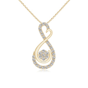 Elegante Colgante de Diamante Cultivado en Laboratorio con Corte Redondo en Forma de Corazón Infinito, Diseño Floral en Racimo, Oro de 10K, 14K, 18K, Plata 925, 935, Regalo - Product Image 3