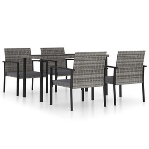 Juego de comedor de patio de ratán polivinílico de 5 piezas en gris para comedor de jardín - Product Image 2