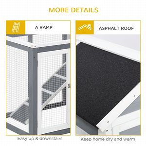 Conejera de Madera Resistente a la Intemperie de 48 Pulgadas con Techo Inclinado de Asfalto, Corral Interior/Exterior para Conejos, Jaula Divertida para Mascotas - Product Image 6
