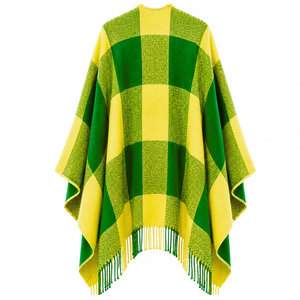 Chi Eta Phi Sorority Cárdigan tipo capa verde y amarillo para mujer, cárdigan informal a rayas con frente abierto, capa tipo chal para uso diario, Square Scaf - Product Image 2