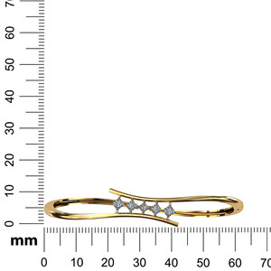 Yellow Gold Lab Grown Diamond Round Brilliant Cut Classic Floral 18K Women's <b>Bangle</b> <b>Bracelet</b> - Product Image 5