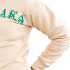 เสื้อสเวตเชิ้ต AKA Sorority Inc ลายปักด้านหลังแบบ Tan Chenille สำหรับผู้หญิง ปักตัวอักษรกรีก คุณภาพพรีเมียม คอกลม - Product Image 3