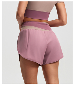 Shorts pour femmes à taille haute, unis, sportifs, coupe régulière, taille élastique, respirants, en tricot extensible - Product Image 2